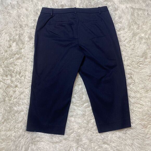 Talbots Pants Size 10 Petite Navy Blue Perfect Skimmer Cropped Capri Flat Front - Picture 9 of 11